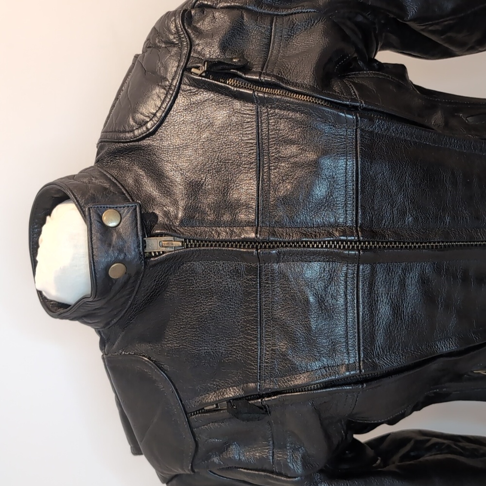 Screaming Eagle Motorcycle Biker Black Leather Jacket - Picture 2 of 16
